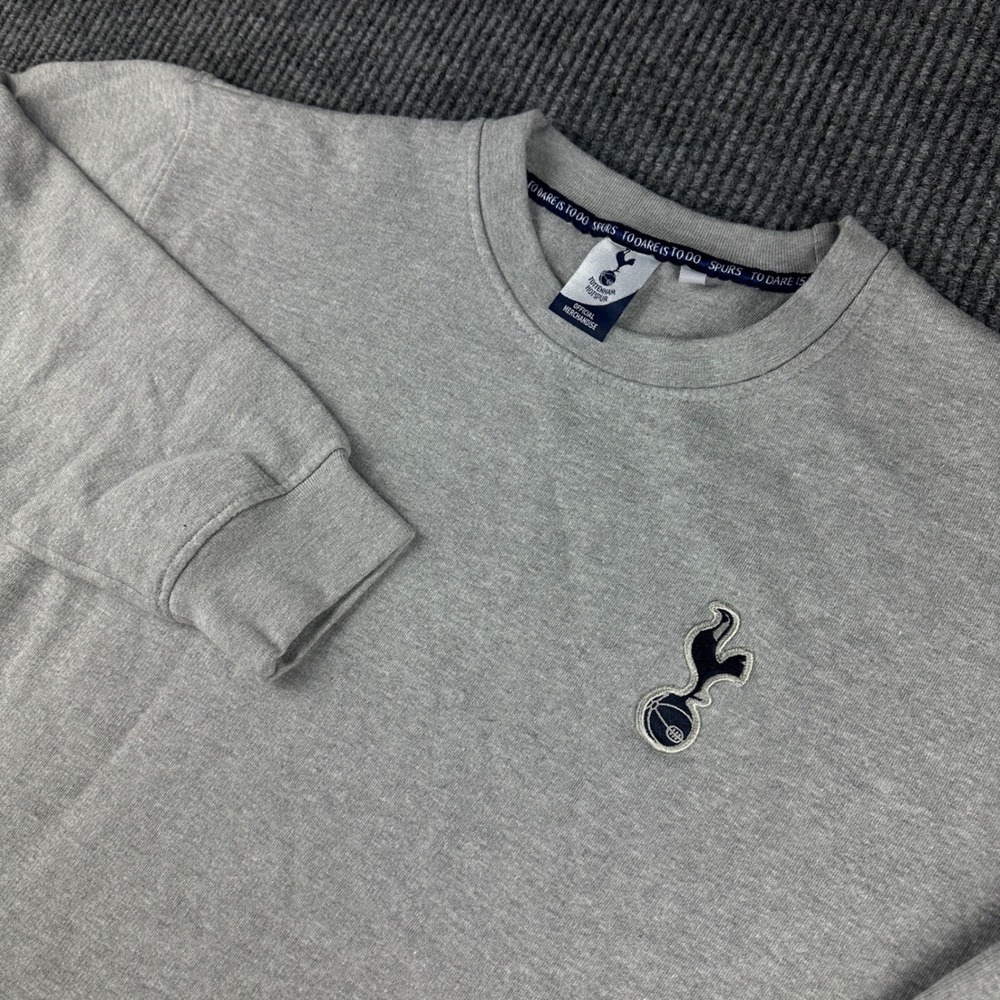 Tottenham Hotspur Mens Grey Fleece Sweatshirt Spurs Official Crewneck MH14AW22 L